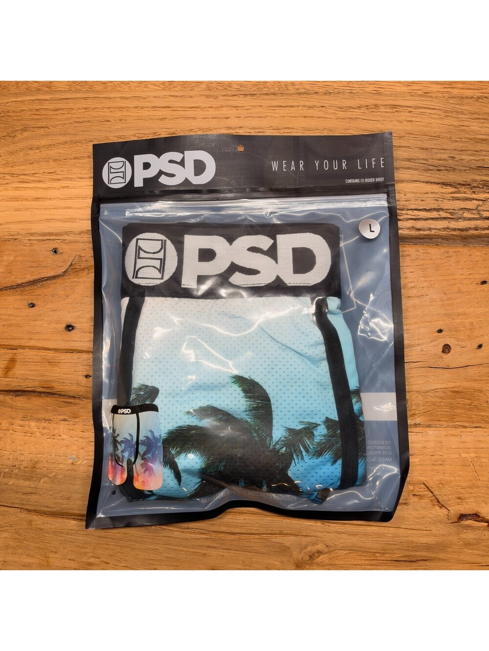 PSD Palm Tress Standard Fit Length Men's Underwear Size L